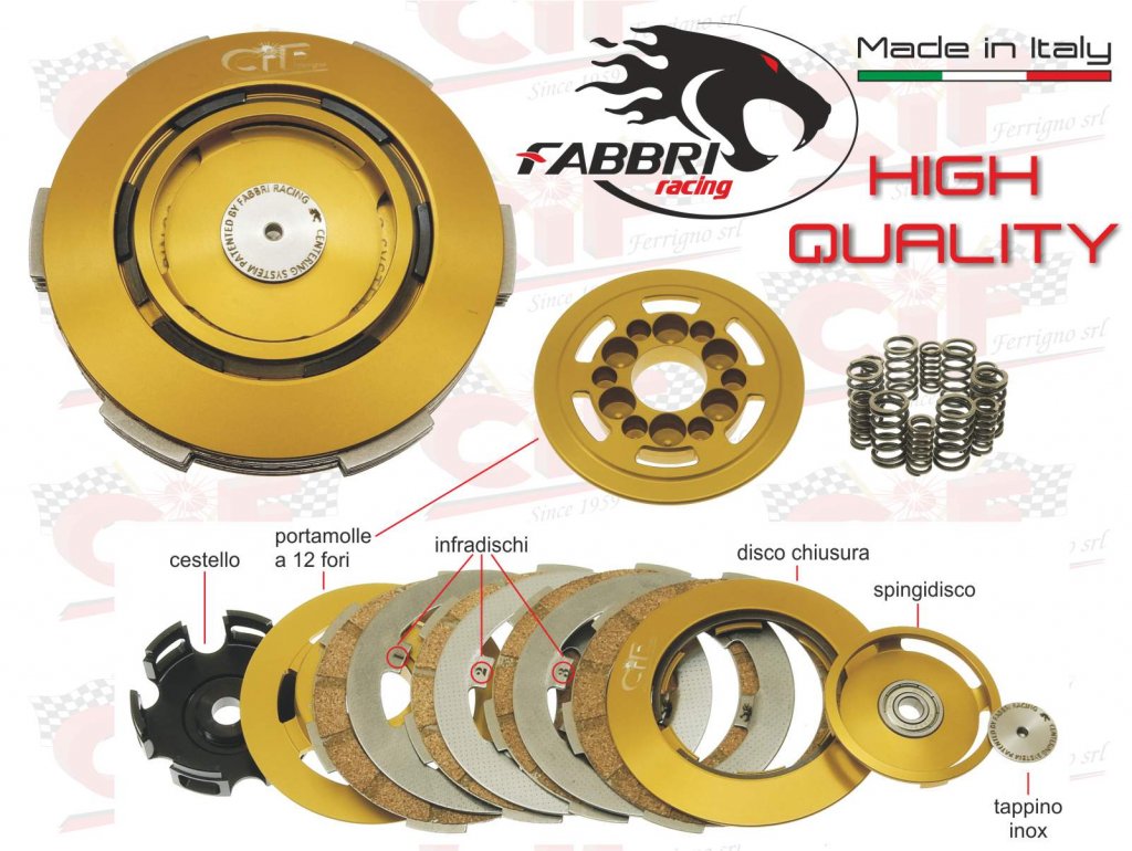 Frizione completa Fabbri Racing per CIF- 12R "SUPER RACING" per Vespa 50 Special-N-L-R/90/125 Primavera ET3-PK-ETS 