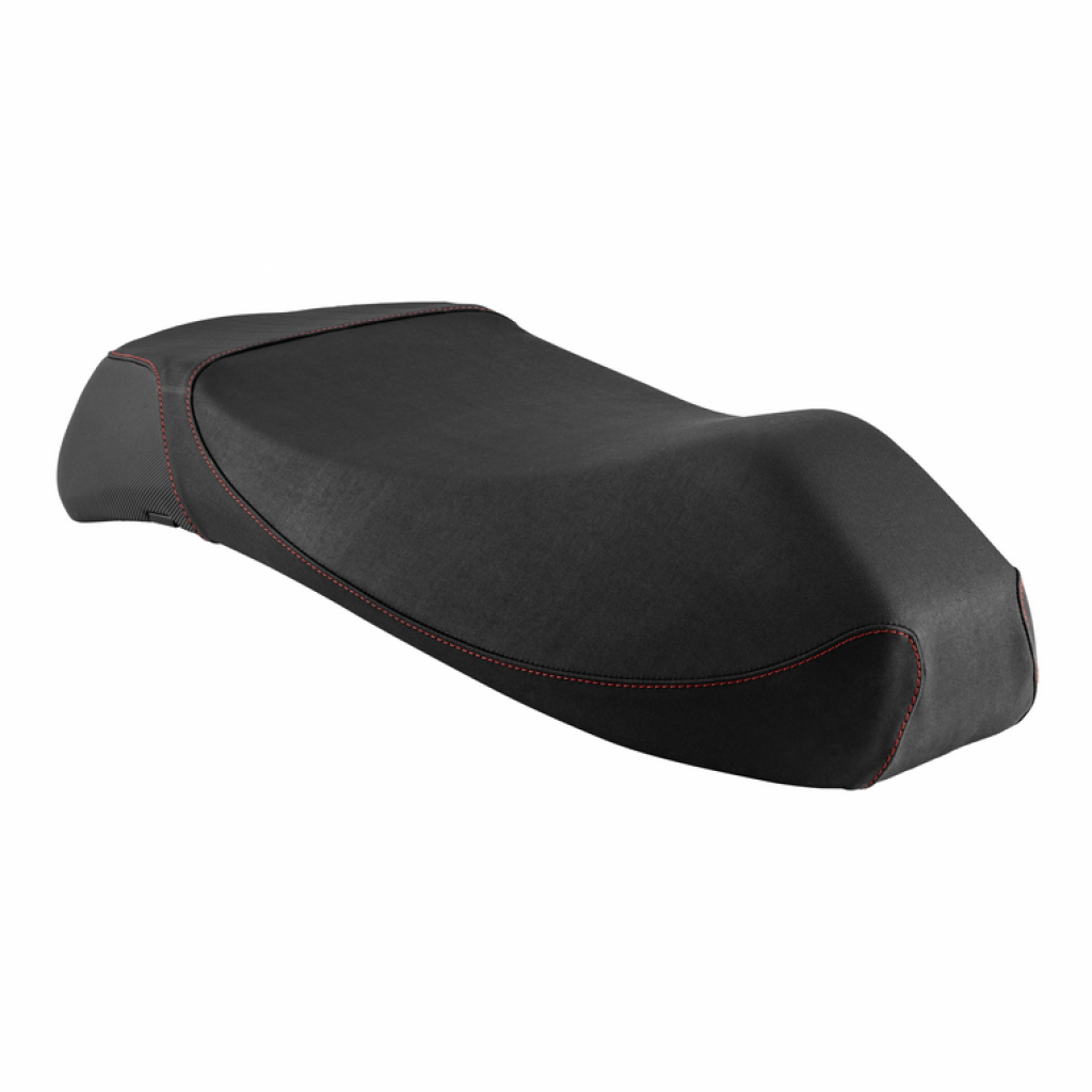 Sella NIsa Dual Sport di colore nero ribassata con bordino rosso  per Vespa 125/250/300 GTS/​GTS Super/​GTV/​GT 60/​GT/​GT L 