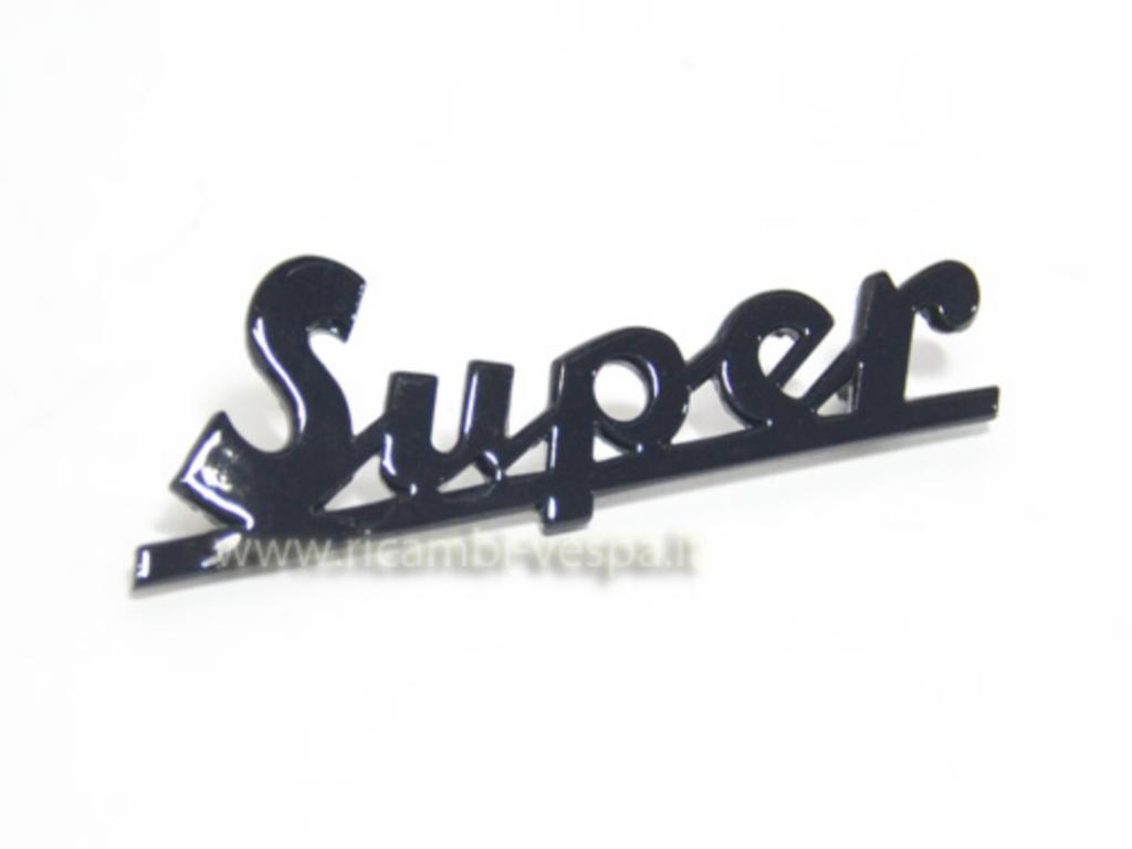 Targhetta "Super" in alluminio di colore Blu notte per Vespa 125/150 Super 
