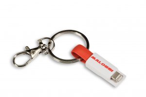 Portachiavi Malossi bianco con USB-Micro-USB e Lightning 
