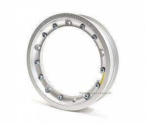 Cerchio ruota tubeless scomponibile in alluminio verniciato di colore grigio 