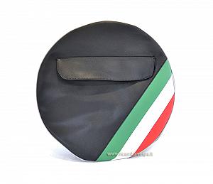 Copriruota di scorta  colore nero con tricolore ( 10 pollici ) per Vespa 50/125/150/180/200 Special-Primavera-PK-PX-GT-GTR-GL-Rally-SS 