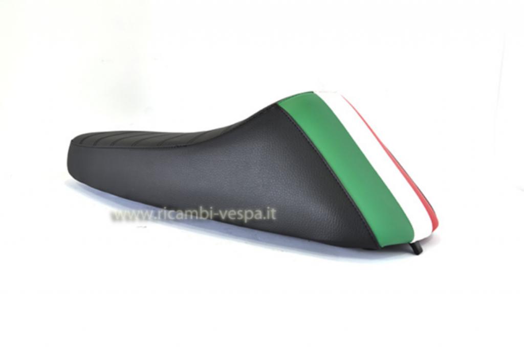 Sella completa modello SPORT di colore Nero con bandiera ITALIANA  per Vespa 50/90/125 Primavera ET3 