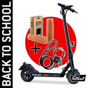 Monopattino elettrico E-Scooter &quot;BACK TO SCHOOL&quot; Bundle TRITTBRETT Kalle City 