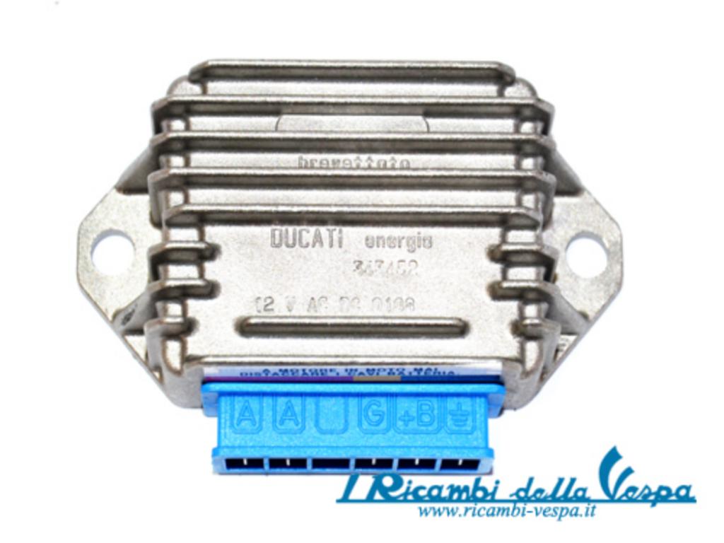 Regolatore di tensione DUCATI 12V/16A - c.a./c.c. (Morsettiera Azzurra) per Vespa 50 PK FL/Zip Fast Rider-125 PK 