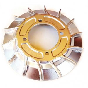 Ventola per volano magnete CNC/RACING VMC in alluminio anodizzato argento 